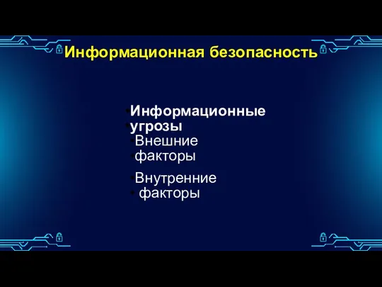 Информационная безопасность Информационные угрозы Внешние факторы Внутренние факторы