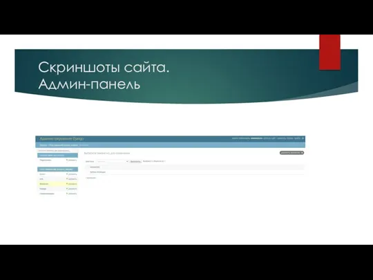 Скриншоты сайта. Админ-панель