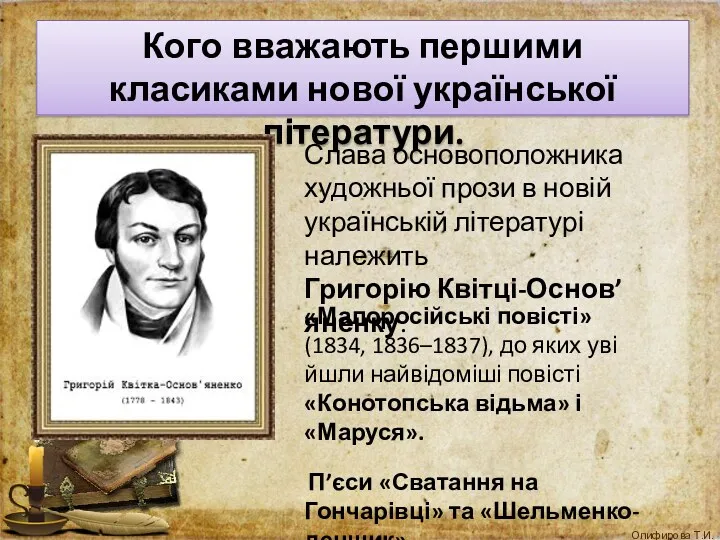 Кого вважають першими класиками нової української літератури. Слава основоположника художньої прози в новій