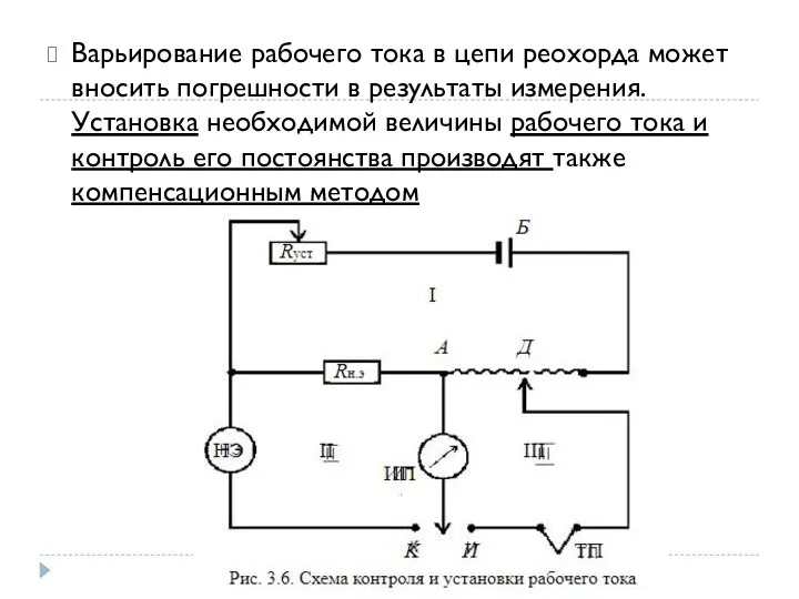 Варьирование рабочего тока в цепи реохорда может вносить погрешности в