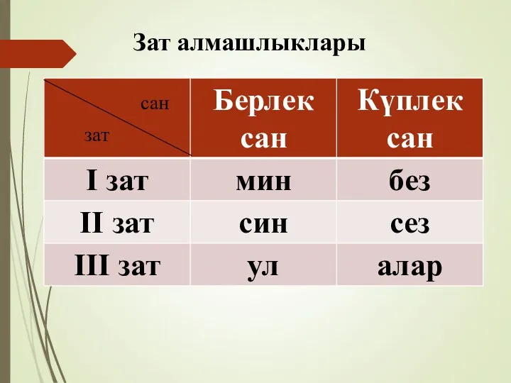 Зат алмашлыклары сан зат