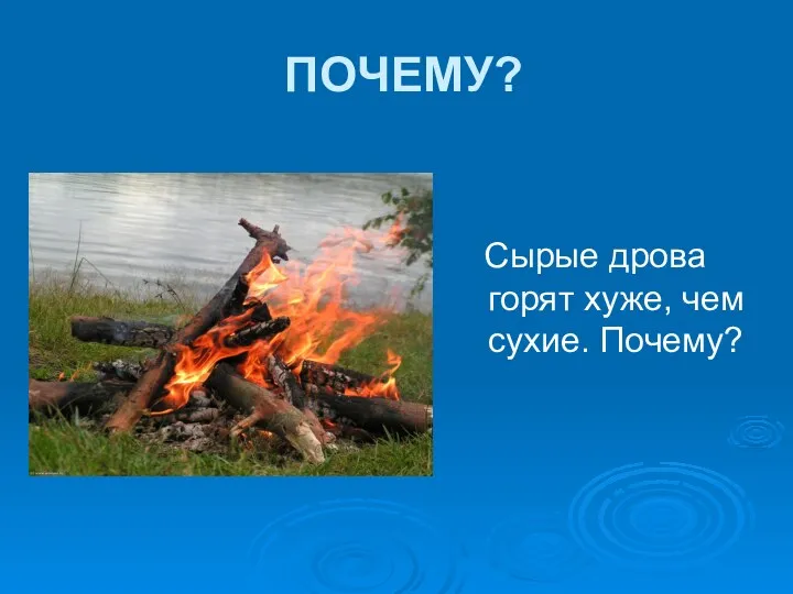 ПОЧЕМУ? Сырые дрова горят хуже, чем сухие. Почему?