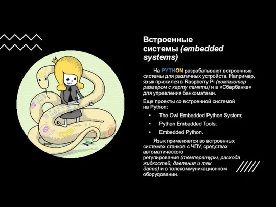 Встроенные системы (embedded systems) На PYTHON разрабатывают встроенные системы для