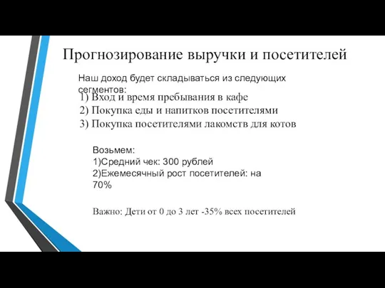 Прогнозирование выручки и посетителей 1) Вход и время пребывания в