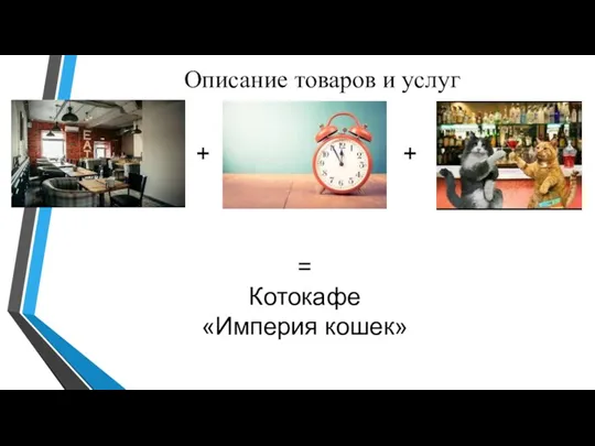 Описание товаров и услуг + + = Котокафе «Империя кошек»