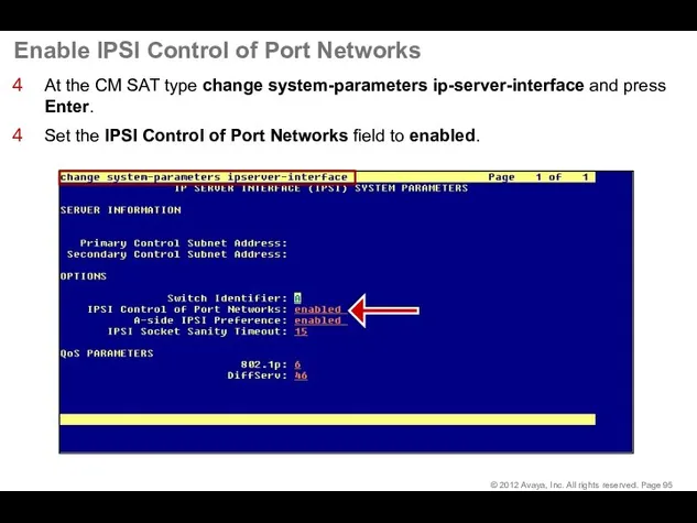 Enable IPSI Control of Port Networks At the CM SAT