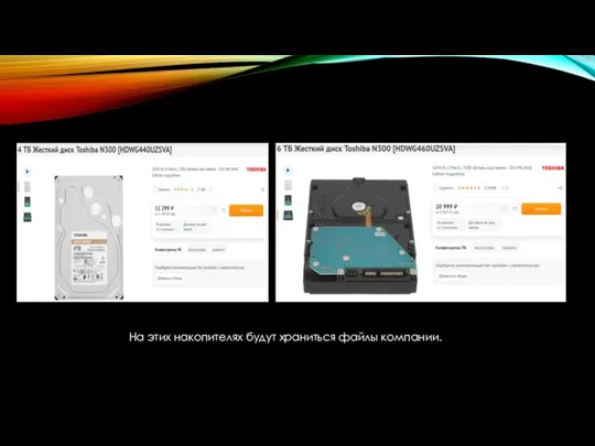 На этих накопителях будут храниться файлы компании.