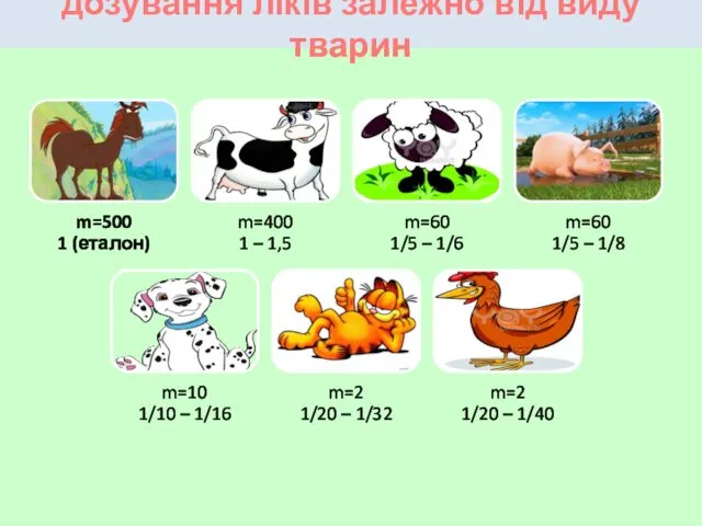 дозування ліків залежно від виду тварин