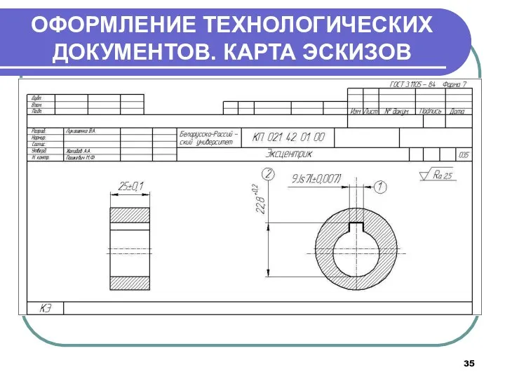 ОФОРМЛЕНИЕ ТЕХНОЛОГИЧЕСКИХ ДОКУМЕНТОВ. КАРТА ЭСКИЗОВ