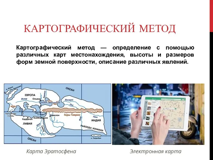 КАРТОГРАФИЧЕСКИЙ МЕТОД Картографический метод — определение с помощью различных карт