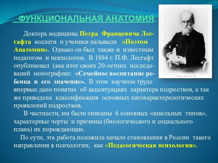 ФУНКЦИОНАЛЬНАЯ АНАТОМИЯ. Доктора медицины Петра Францевича Лес- гафта коллеги и