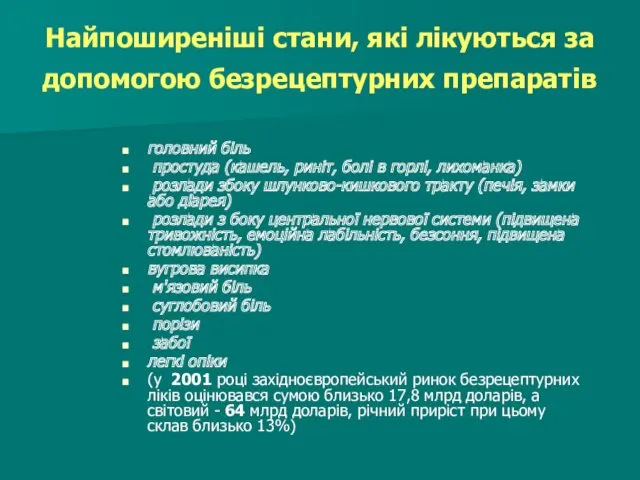 Найпоширеніші стани, які лікуються за допомогою безрецептурних препаратів головний біль