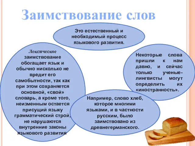 Заимствование слов Лексическое заимствование обогащает язык и обычно нисколько не