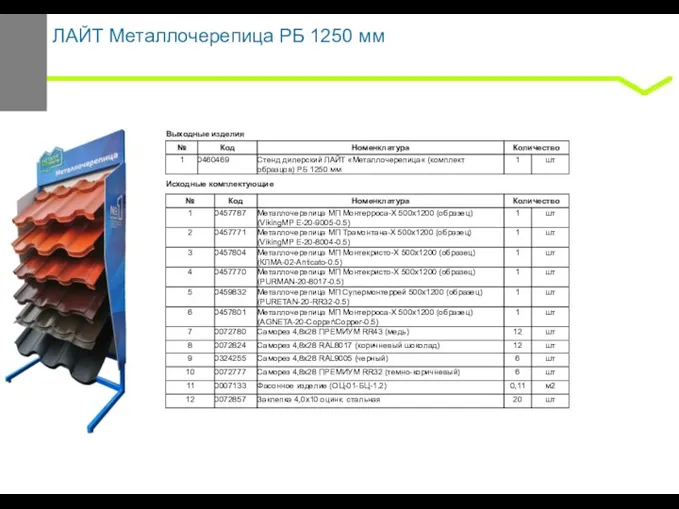 ЛАЙТ Металлочерепица РБ 1250 мм