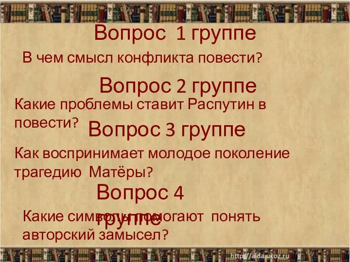 Вопрос 1 группе В чем смысл конфликта повести? Какие проблемы