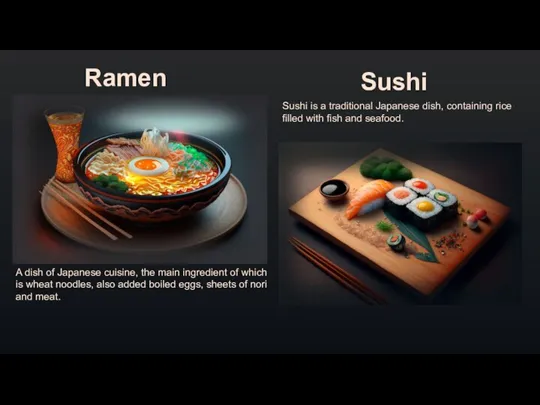 Sushi Ramen A dish of Japanese cuisine, the main ingredient