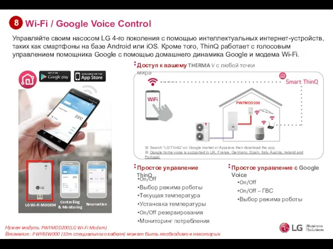 Wi-Fi / Google Voice Control 8 PWFMDD200 LG Wi-Fi MODEM