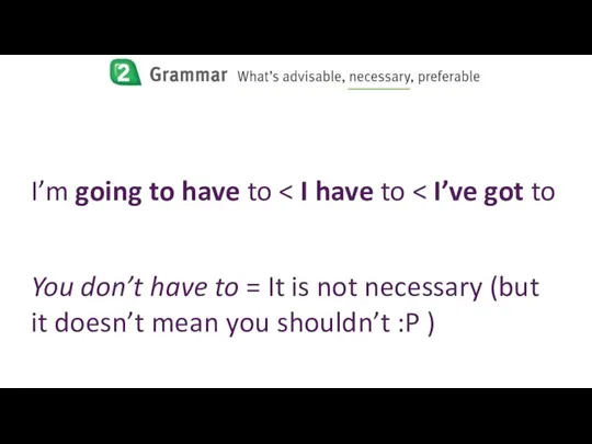 I’m going to have to You don’t have to =