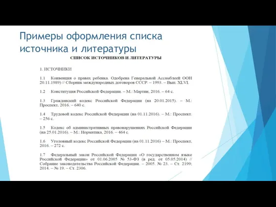 Примеры оформления списка источника и литературы