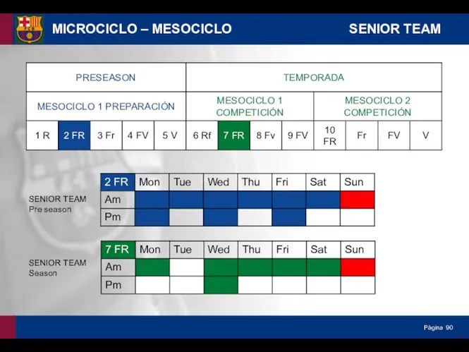 MICROCICLO – MESOCICLO SENIOR TEAM SENIOR TEAM Pre season SENIOR TEAM Season