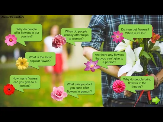 Answer the questions Why do people offer flowers in our