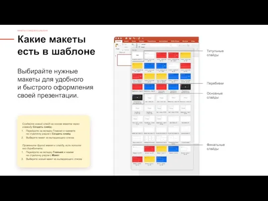 Какие макеты есть в шаблоне МАКЕТЫ СЛАЙДОВ В ШАБЛОНЕ Титульные