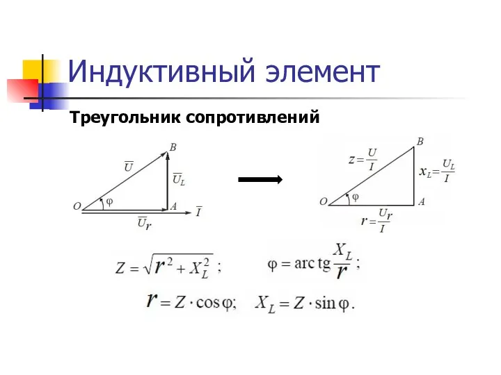 Индуктивный элемент Треугольник сопротивлений