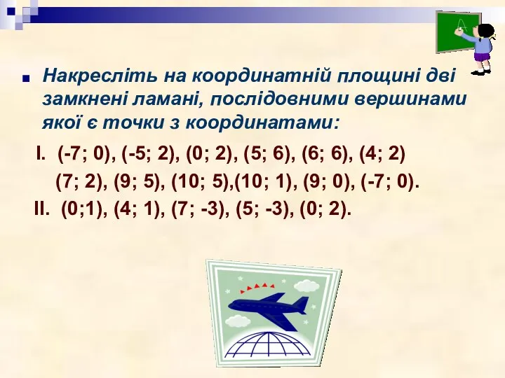 Накресліть на координатній площині дві замкнені ламані, послідовними вершинами якої