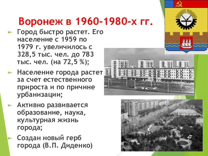 Воронеж в 1960-1980-х гг. Город быстро растет. Его население с