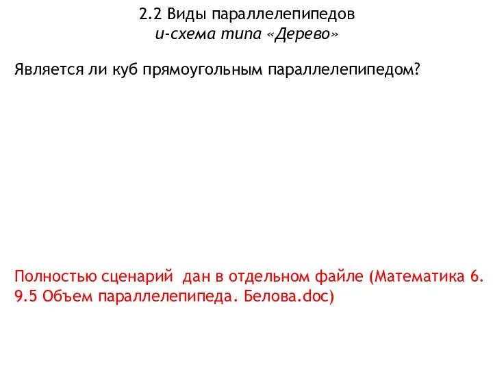 Является ли куб прямоугольным параллелепипедом? Полностью сценарий дан в отдельном