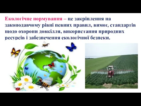 Екологічне нормування – це закріплення на законодавчому рівні певних правил,