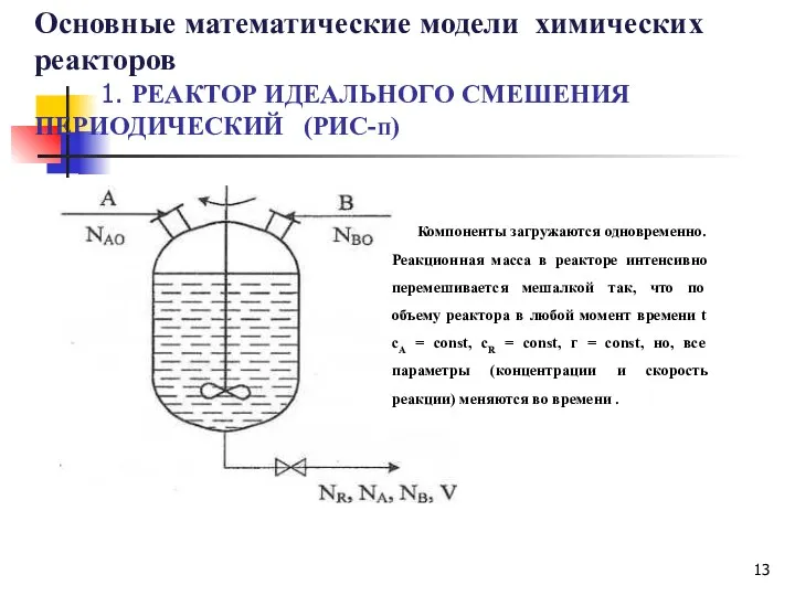 Компоненты загружаются одновременно. Реакционная масса в реакторе интенсивно перемешивается ме­шалкой