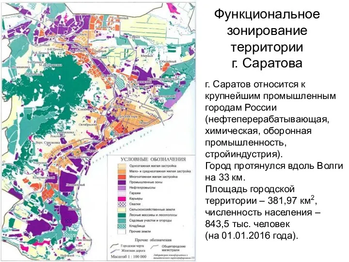 Функциональное зонирование территории г. Саратова г. Саратов относится к крупнейшим