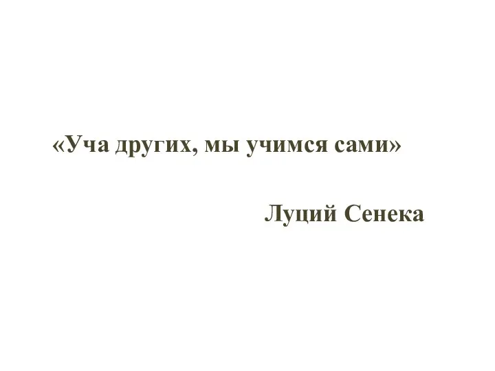 «Уча других, мы учимся сами» Луций Сенека