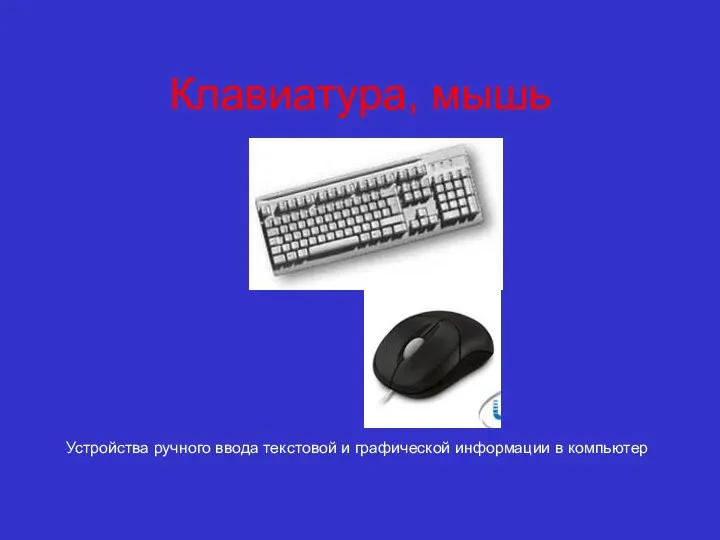 Клавиатура, мышь Устройства ручного ввода текстовой и графической информации в компьютер