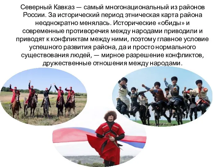 Северный Кавказ — самый многонациональный из районов России. За исторический период этническая карта