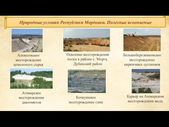 Природные условия Республики Мордовии. Полезные ископаемые Алексеевское месторождение цементного сырья