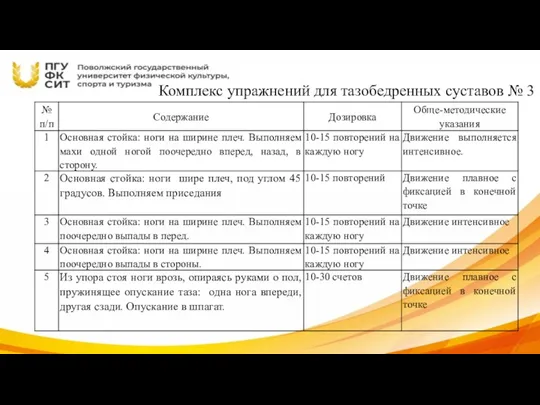 Комплекс упражнений для тазобедренных суставов № 3