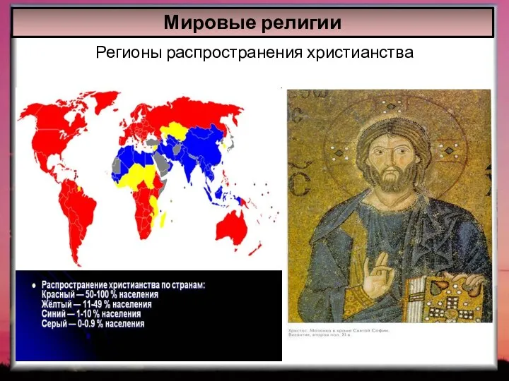 Мировые религии Регионы распространения христианства