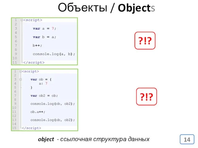 object - ссылочная структура данных Объекты / Objects ?!? ?!?