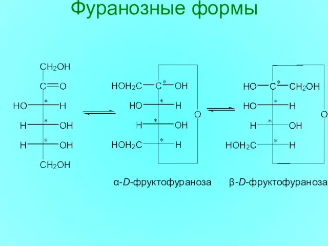 Фуранозные формы α-D-фруктофураноза β-D-фруктофураноза