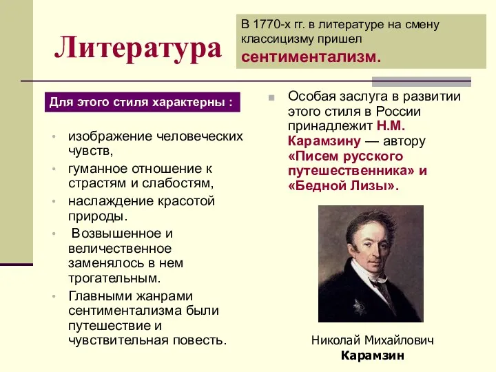 Литература изображение человеческих чувств, гуманное отношение к страстям и слабостям,