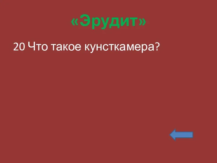 «Эрудит» 20 Что такое кунсткамера?