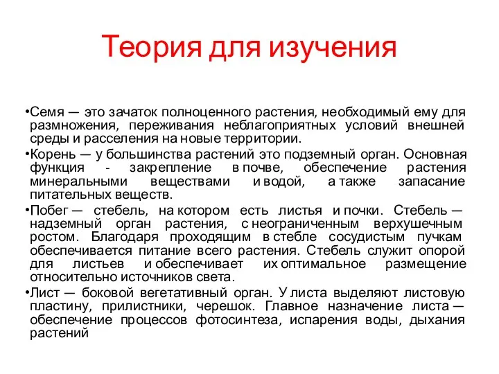 Теория для изучения Семя — это зачаток полноценного растения, необходимый