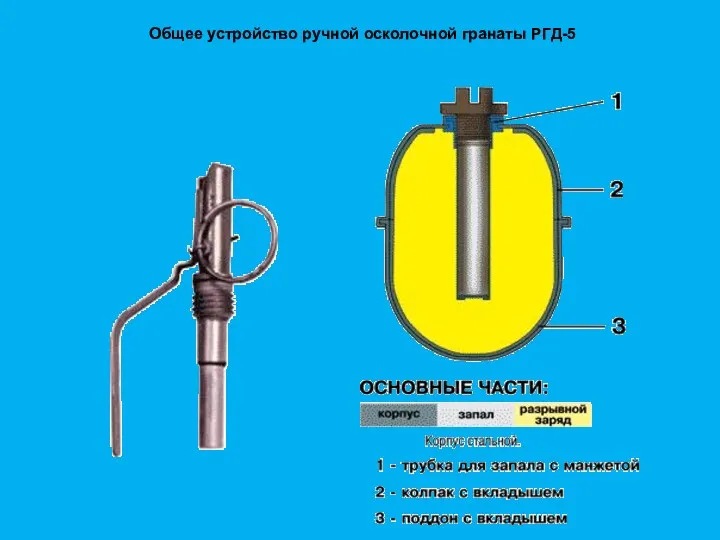 Общее устройство ручной осколочной гранаты РГД-5