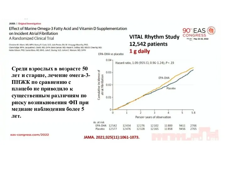 Среди взрослых в возрасте 50 лет и старше, лечение омега-3-ПНЖК