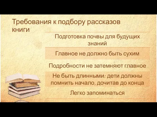 Требования к подбору рассказов книги