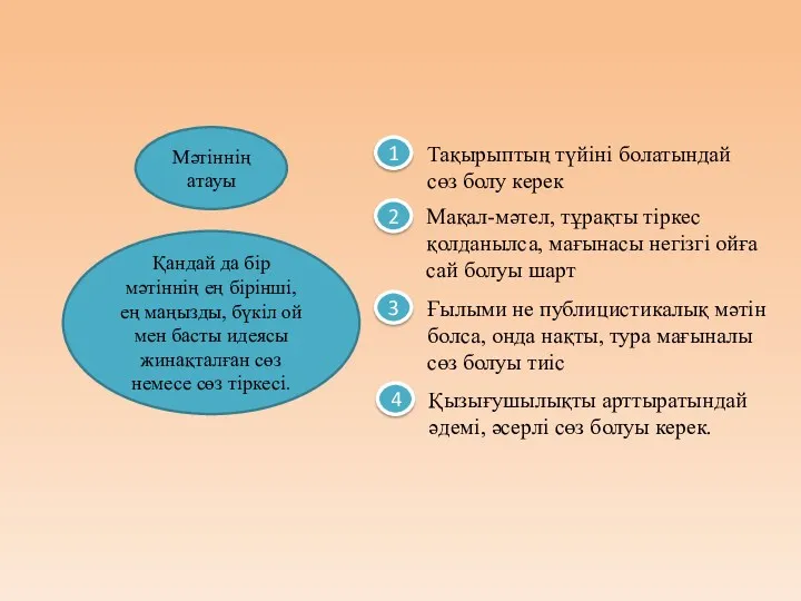 Мәтіннің атауы Қандай да бір мәтіннің ең бірінші, ең маңызды,