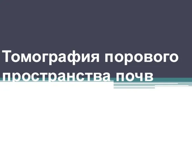 Томография порового пространства почв