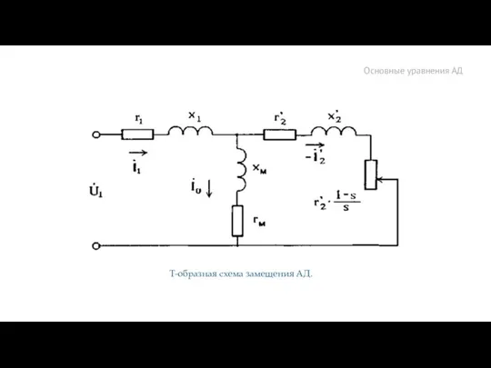 Основные уравнения АД Т-образная схема замещения АД.